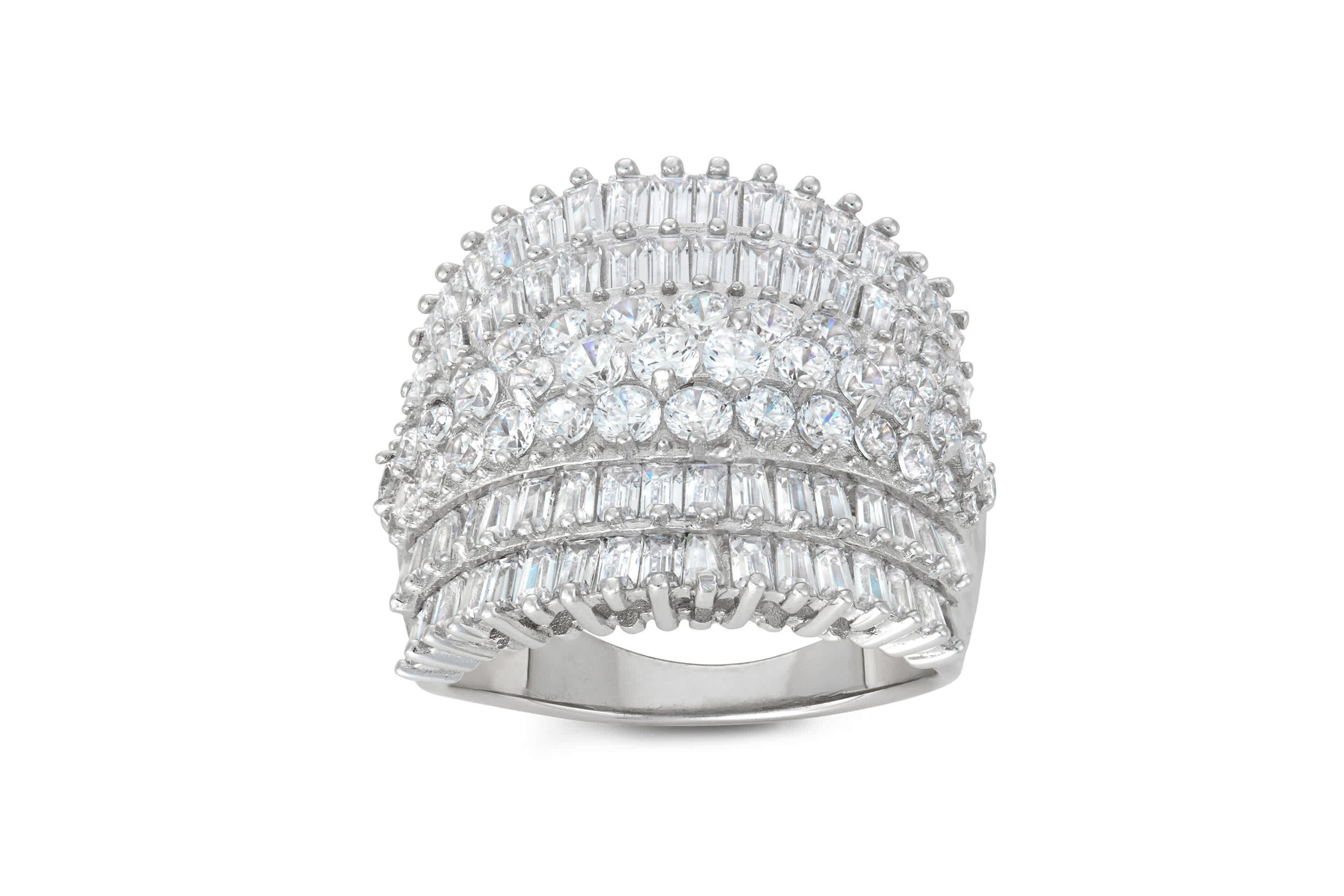 Lab Created Silver Plated Cz Statement Ring