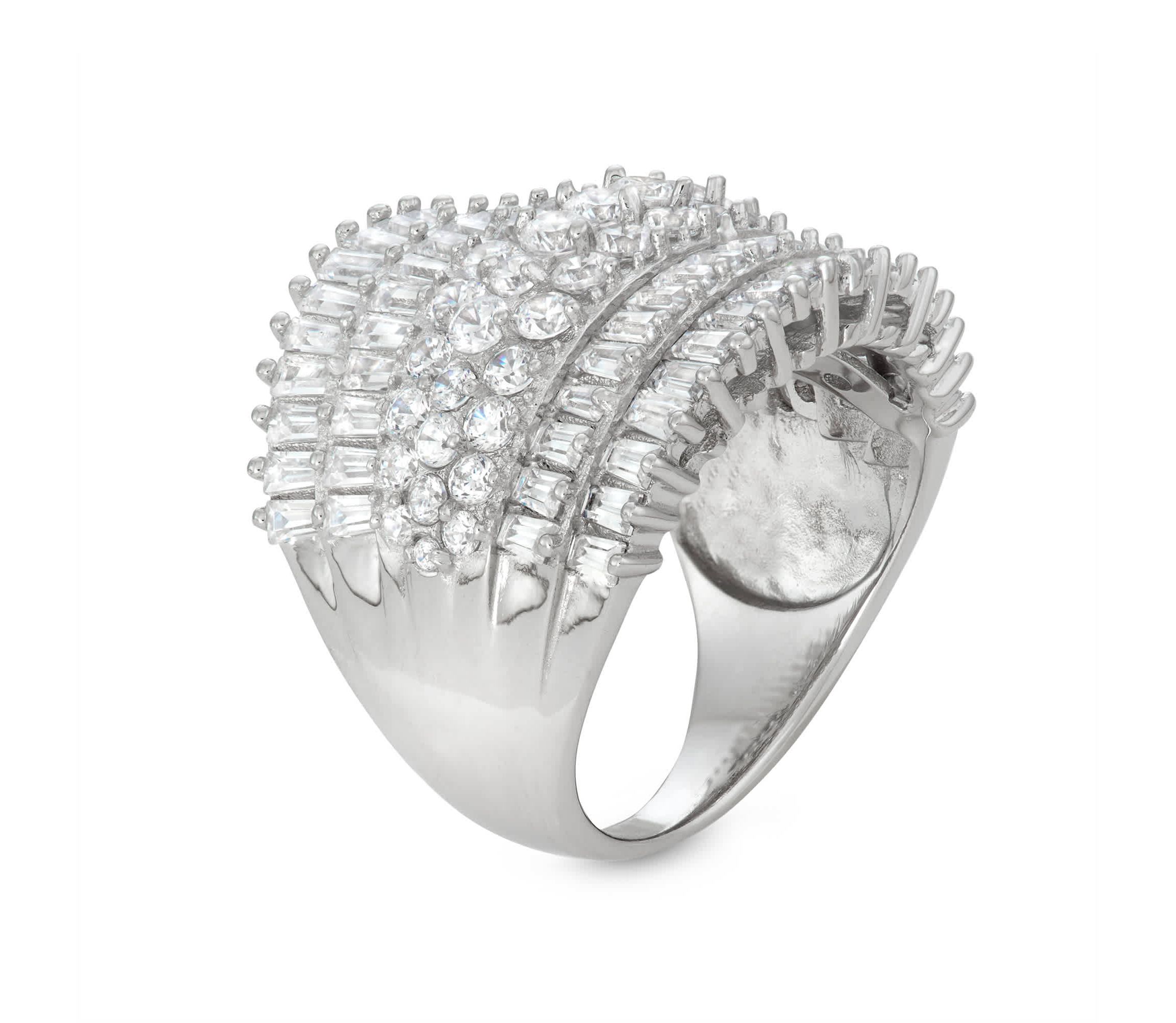 Lab Created Silver Plated Cz Statement Ring