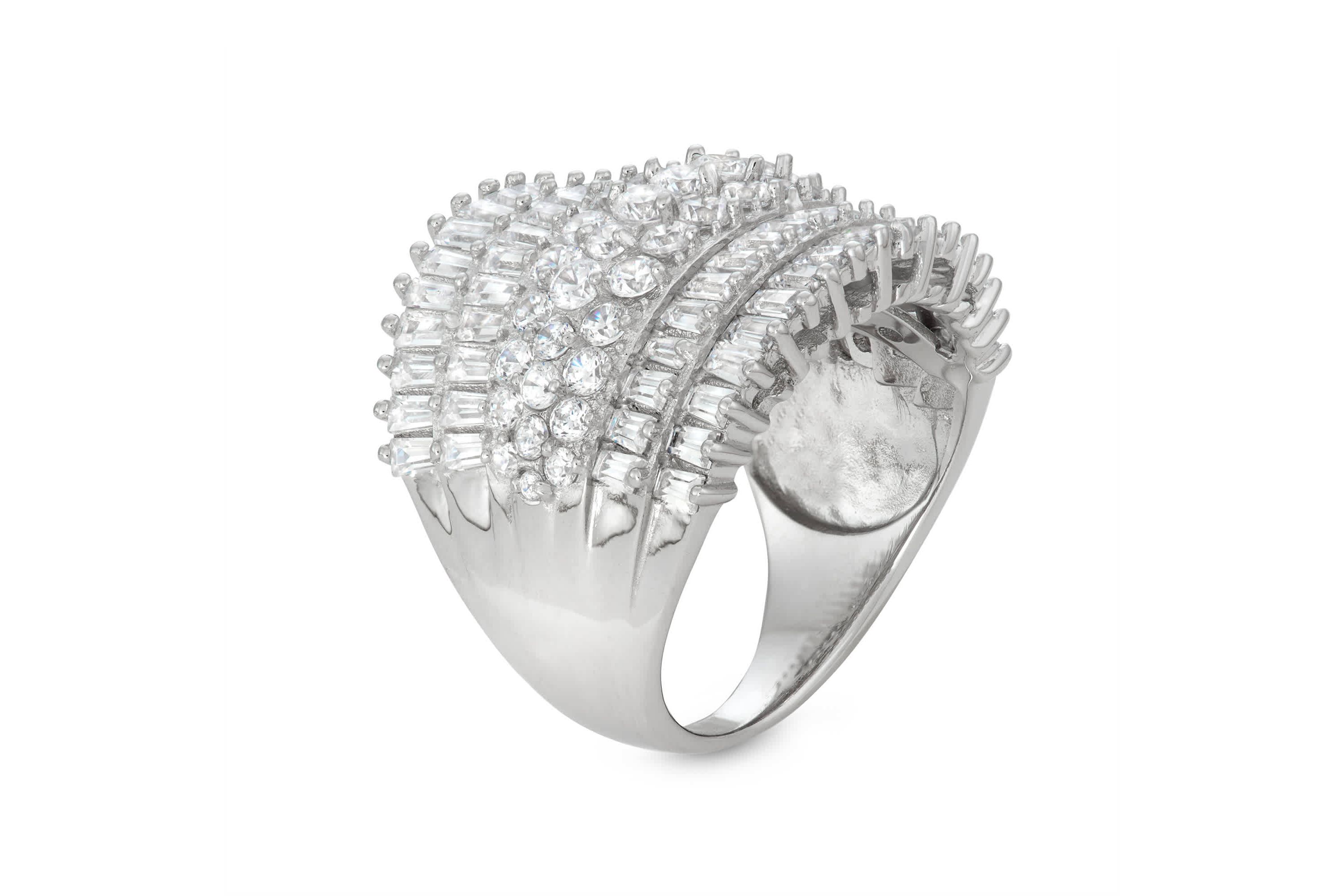 Lab Created Silver Plated Cz Statement Ring