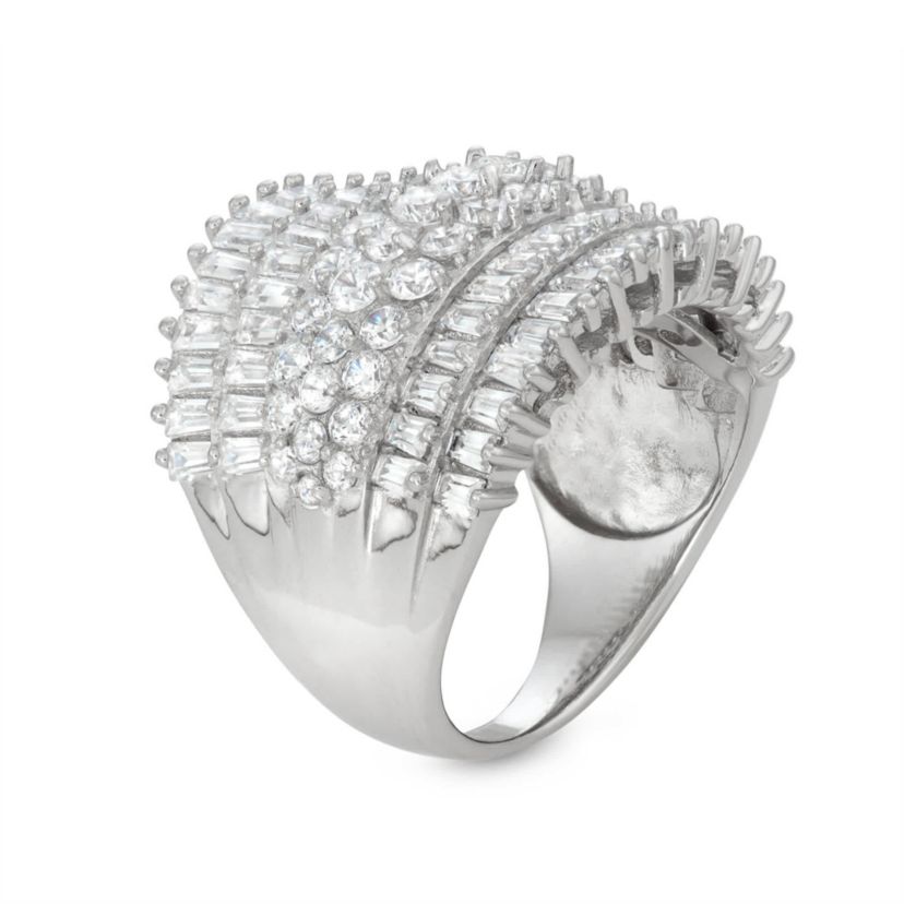 Lab Created Silver Plated Cz Statement Ring