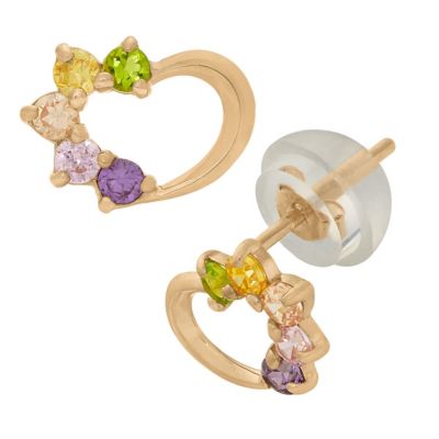 Jordan Blue NYC Lab Created 14K Gold Children's Cubic Zirconia Earrings