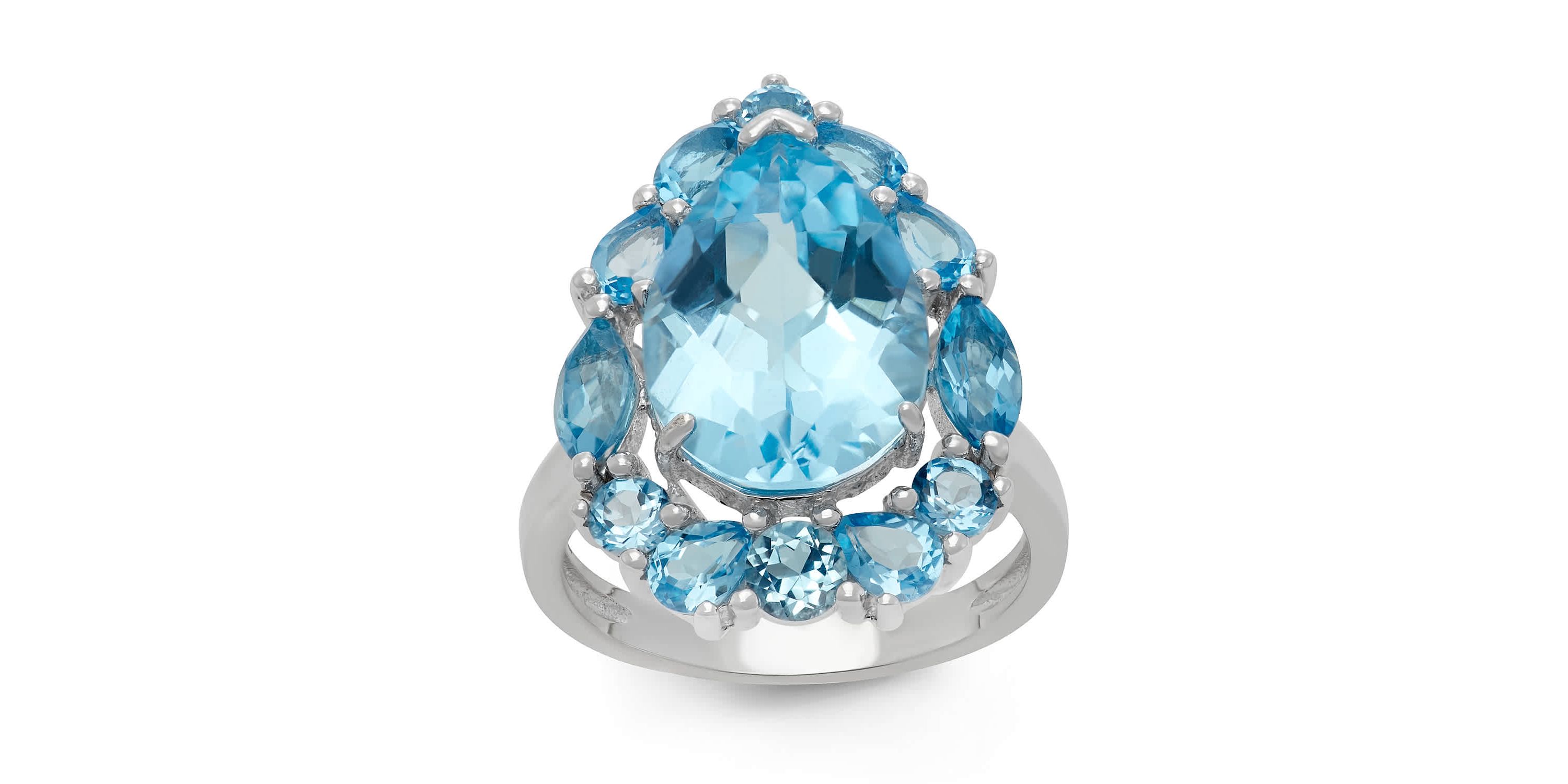 Lab Created Silver Plated Simulated Blue Topaz Ring