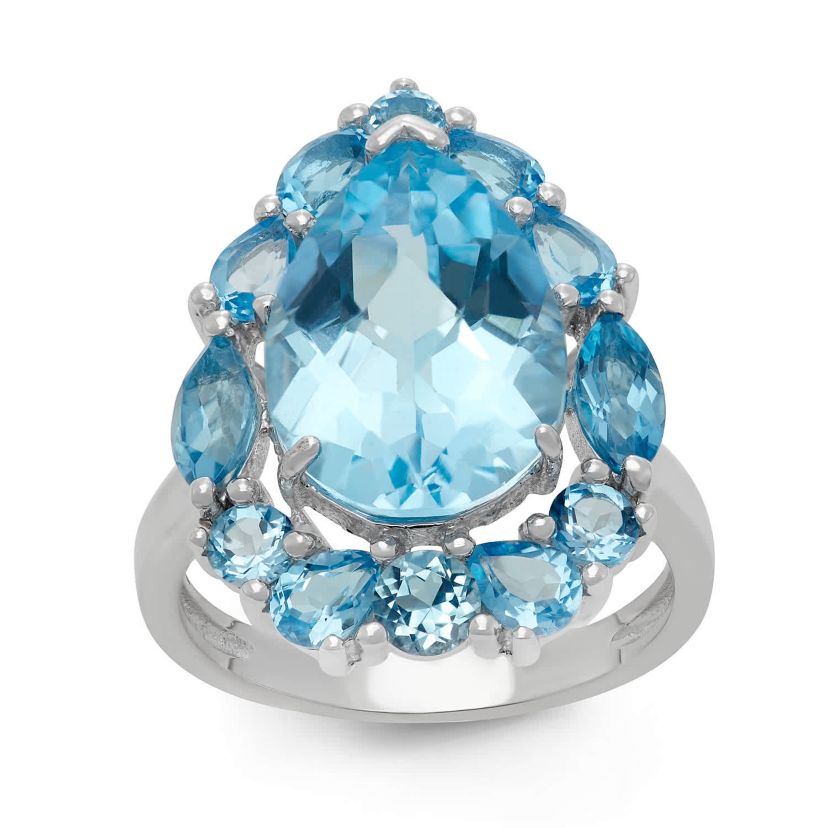 Lab Created Silver Plated Simulated Blue Topaz Ring