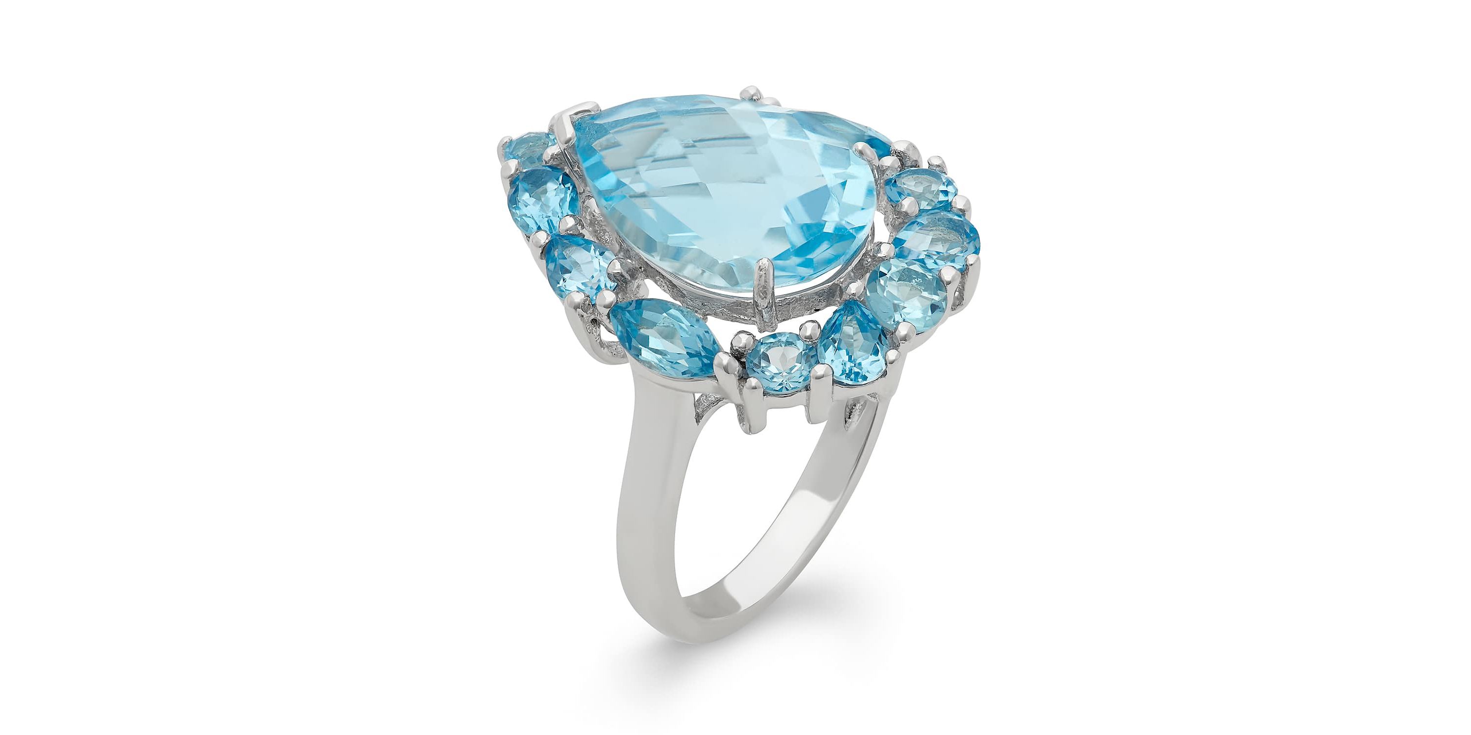 Lab Created Silver Plated Simulated Blue Topaz Ring