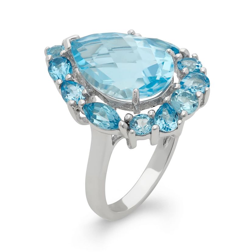 Lab Created Silver Plated Simulated Blue Topaz Ring