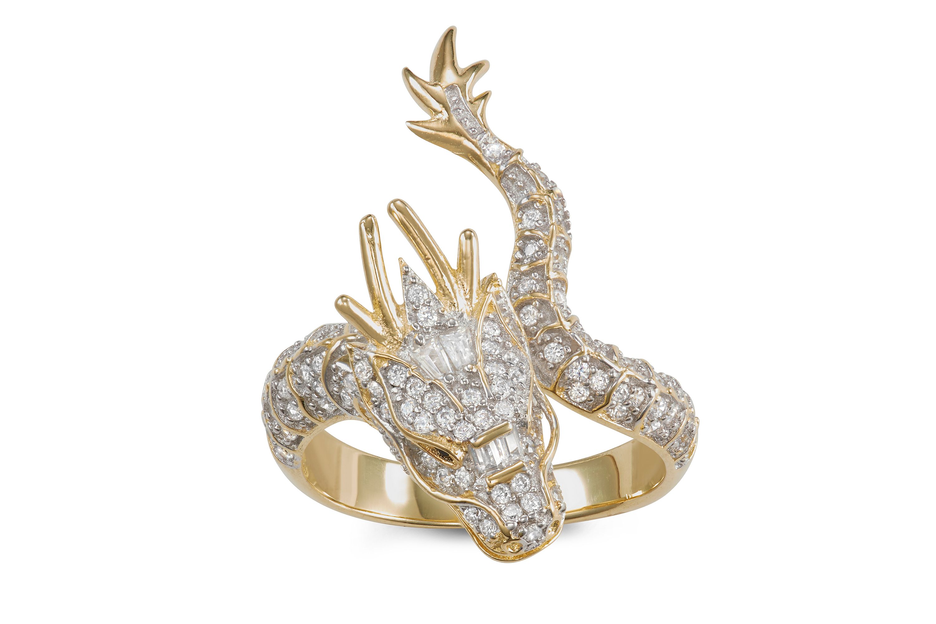 Lab Created Sterling Silver Cz Dragon Ring