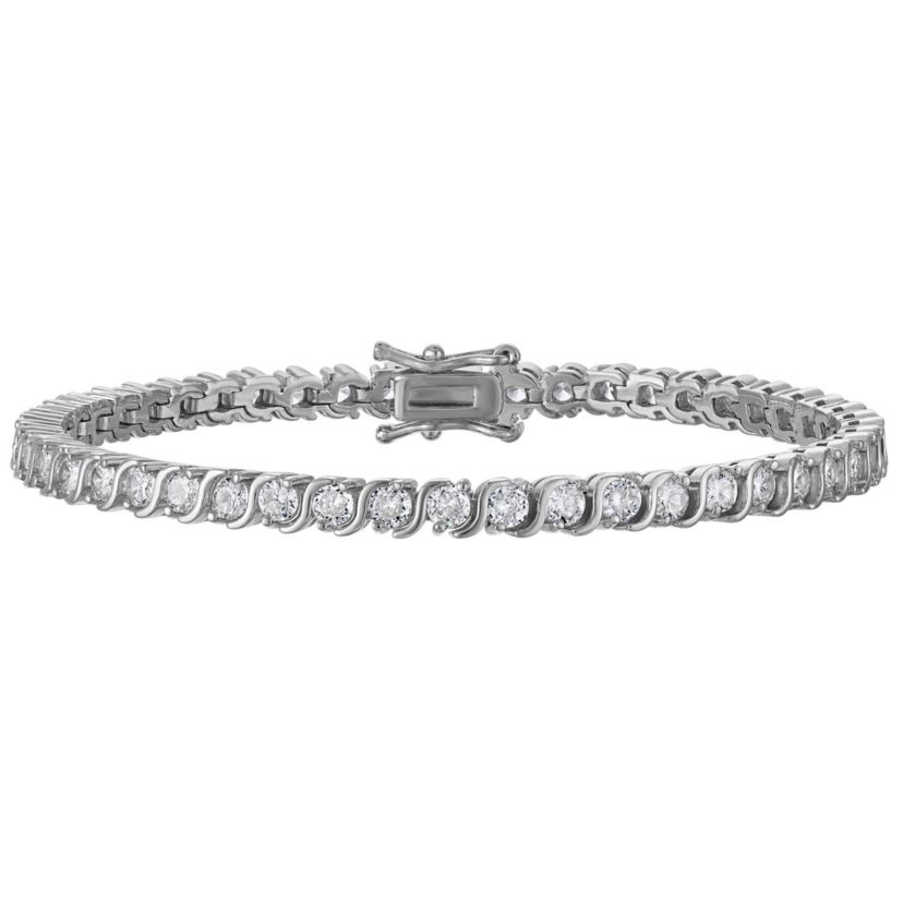 Lab Created Silver Plated Cz Tennis Bracelet