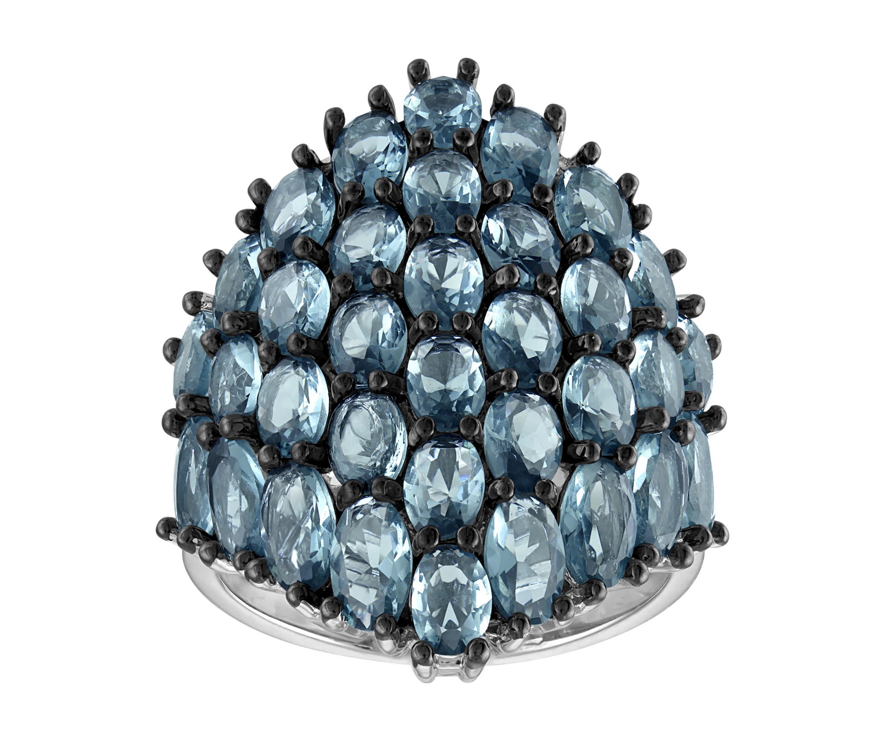 Lab Created Silver Plated Simulated London Blue Topaz Ring