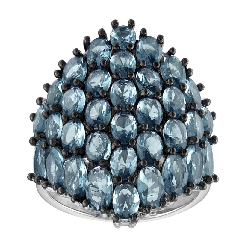 Lab Created Silver Plated Simulated London Blue Topaz Ring