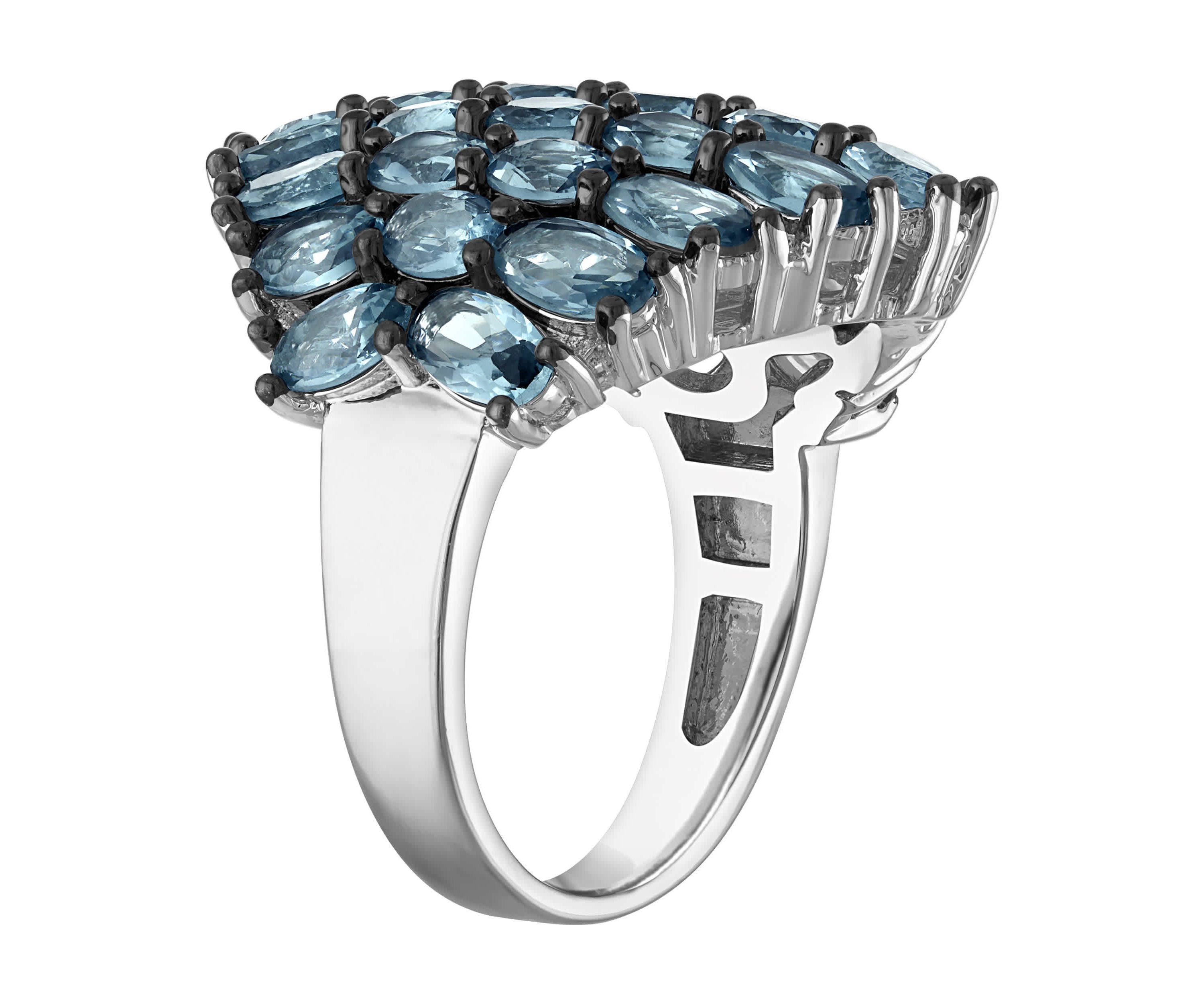 Lab Created Silver Plated Simulated London Blue Topaz Ring