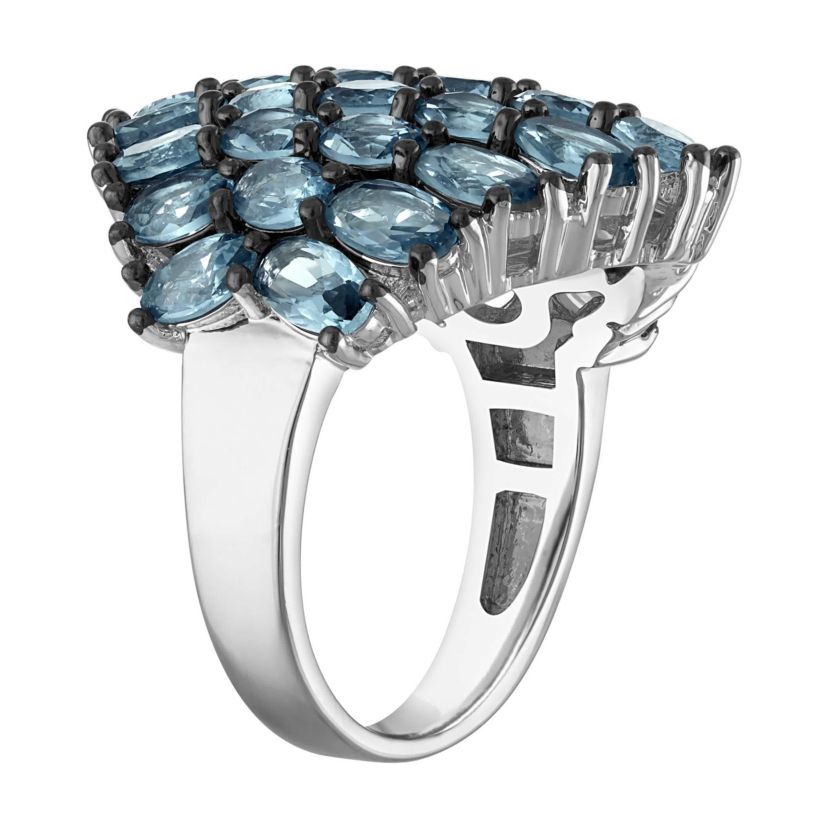 Lab Created Silver Plated Simulated London Blue Topaz Ring