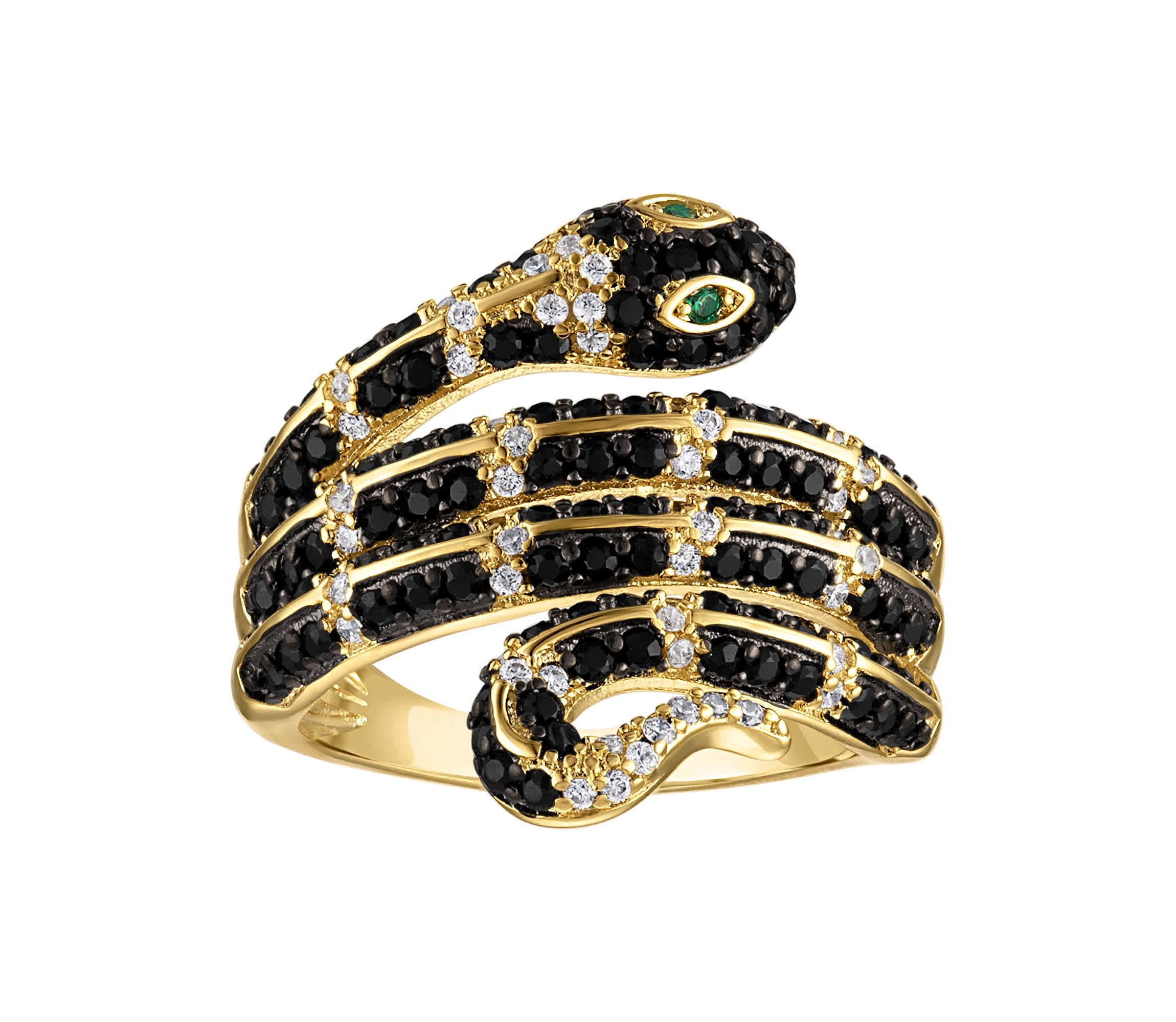 Lab Created Gold Plated Cz Snake Ring