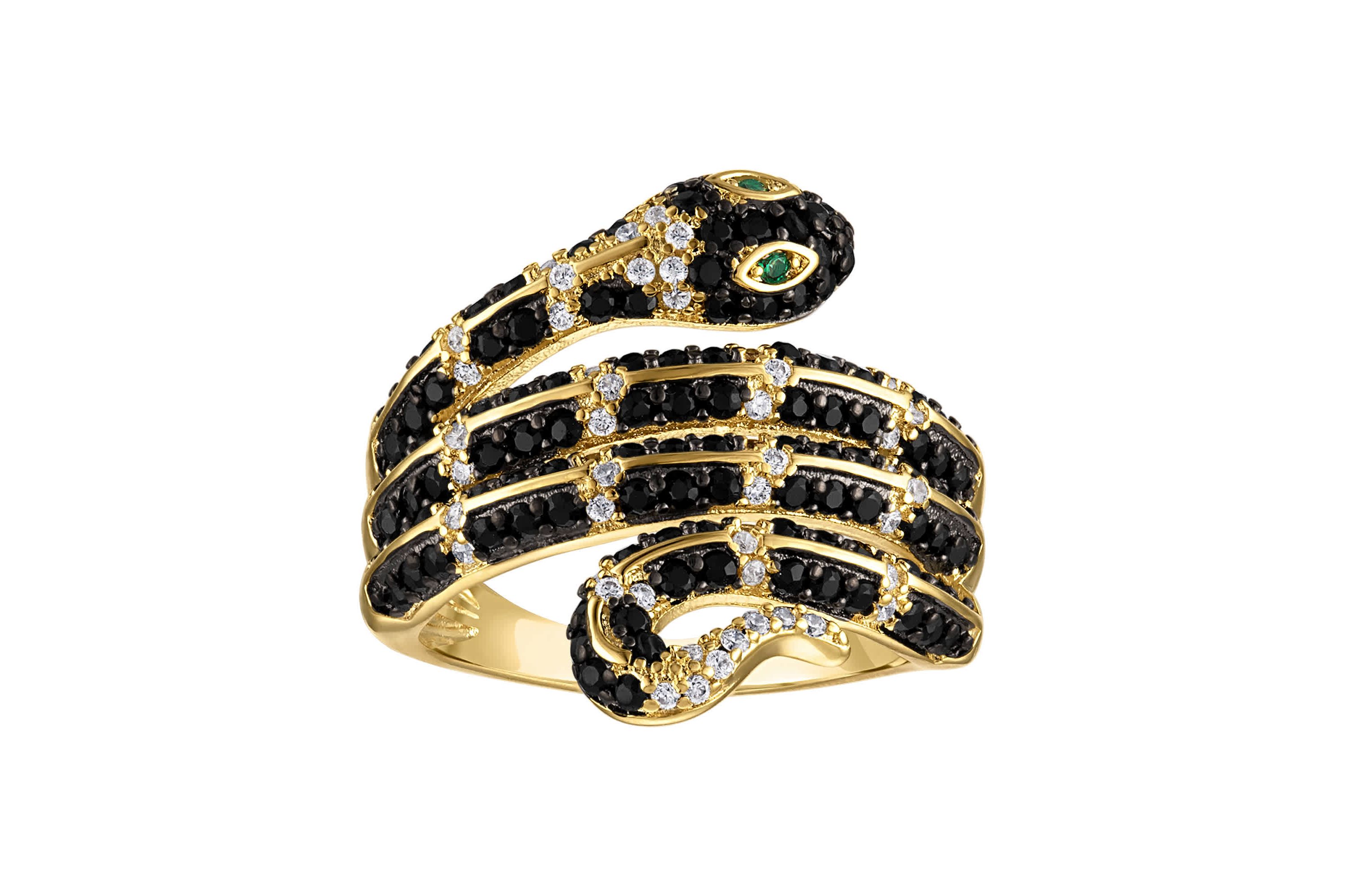 Lab Created Gold Plated Cz Snake Ring