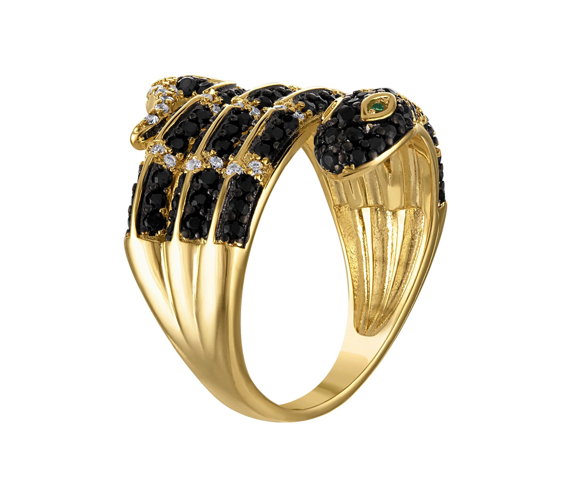 Lab Created Gold Plated Cz Snake Ring