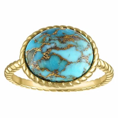 Jordan Blue NYC Gold Plated Sterling Silver Copper Turquoise Bezel Ring