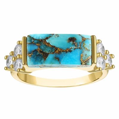 Jordan Blue NYC Gold Plated Sterling Silver Copper Turquoise Ring, Yellow, 7