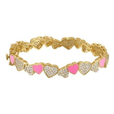 Jordan Blue NYC Lab Created Gold Plated Wht C And Pink Enamel Kids Bangle