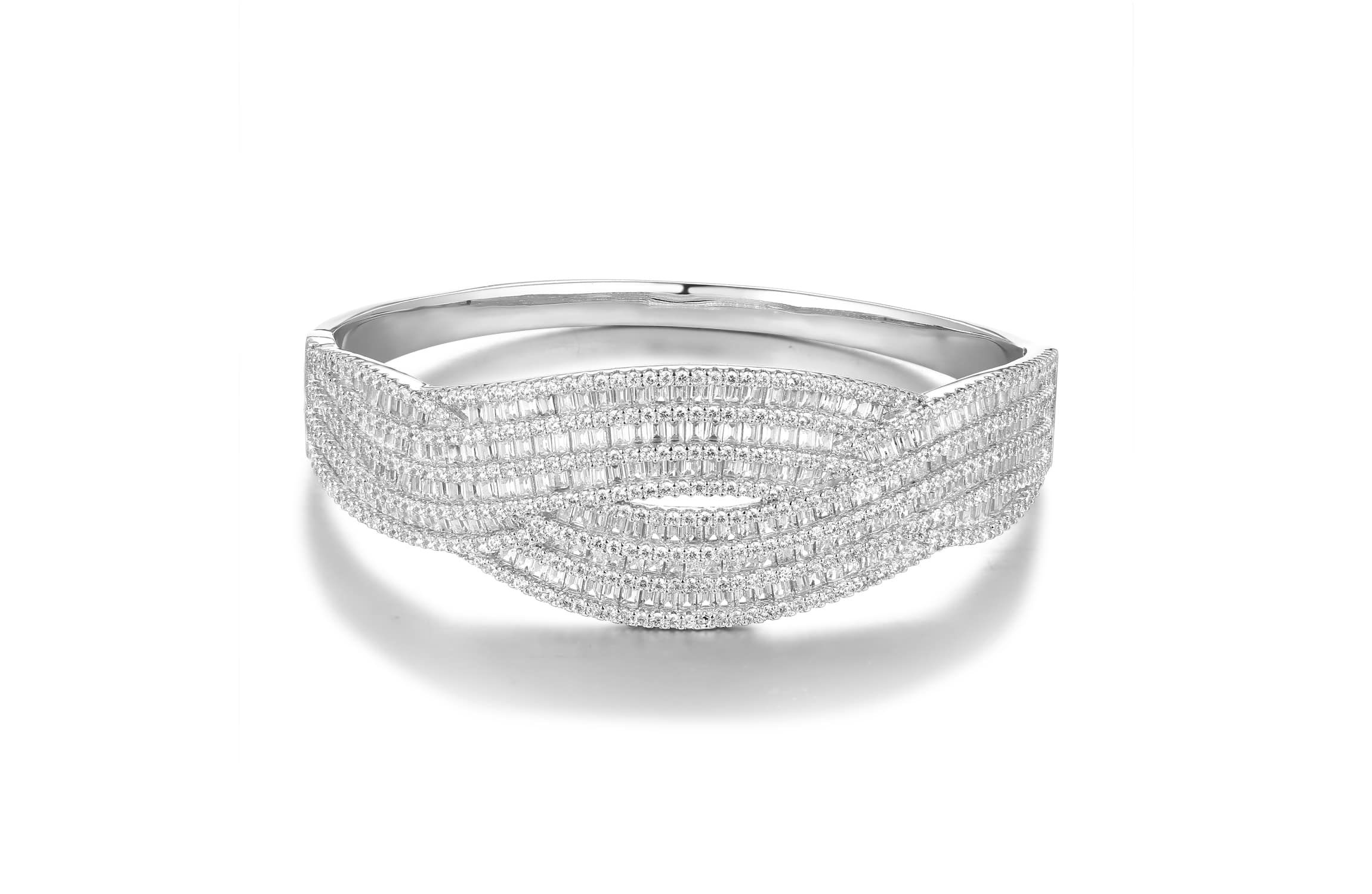 Lab Created Silver Plated Cz Bangle