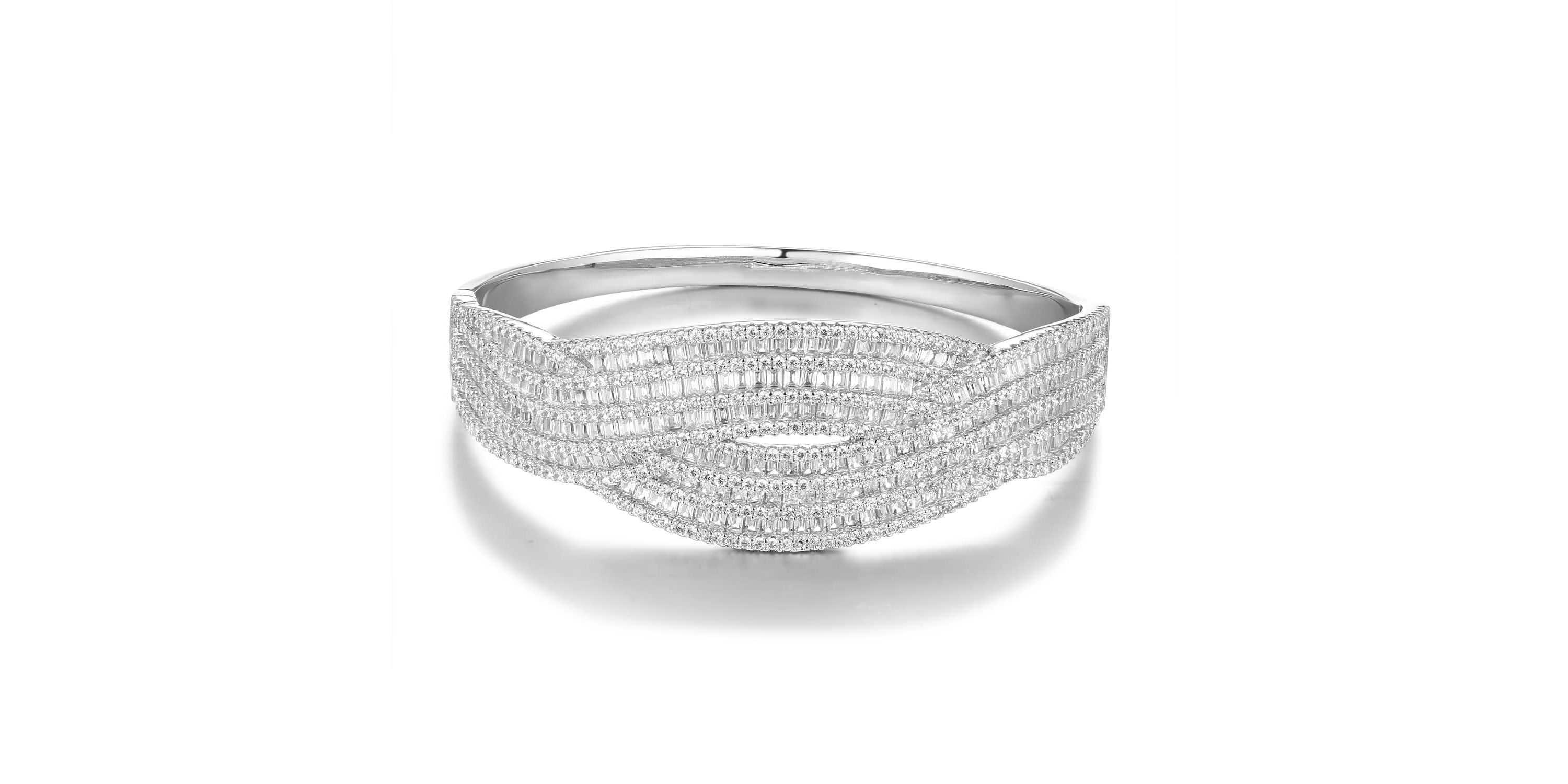 Lab Created Silver Plated Cz Bangle