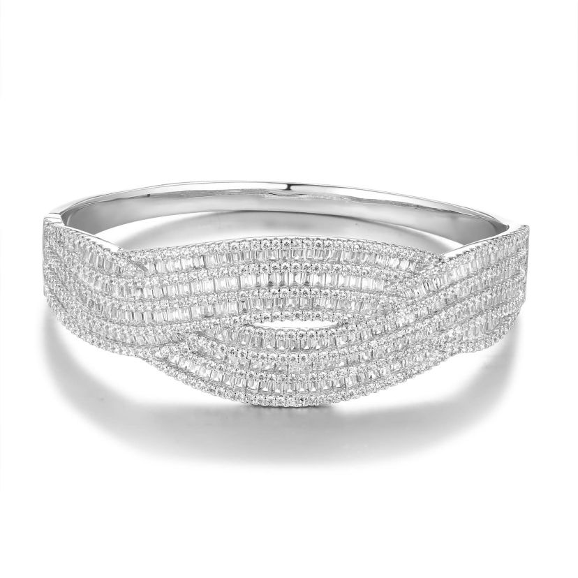 Lab Created Silver Plated Cz Bangle