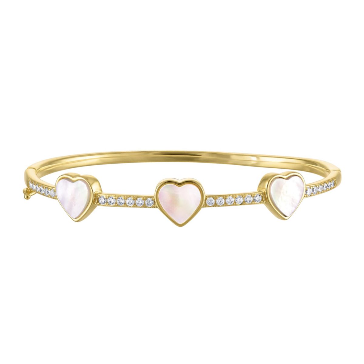 Gold Plated Mother Of Pearl Heart Bangle