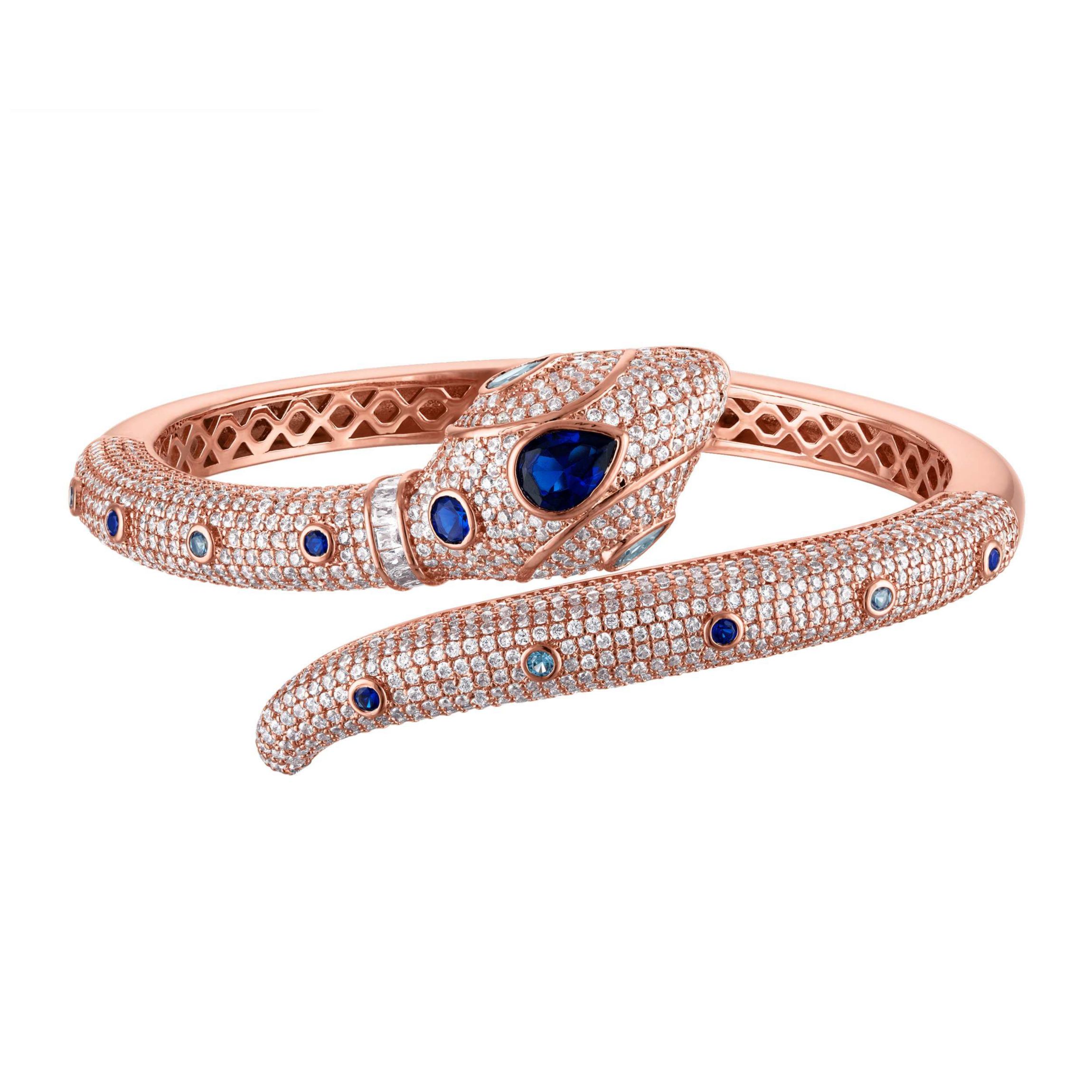 Lab Created Rose Gold Plated Cz Snake Bangle