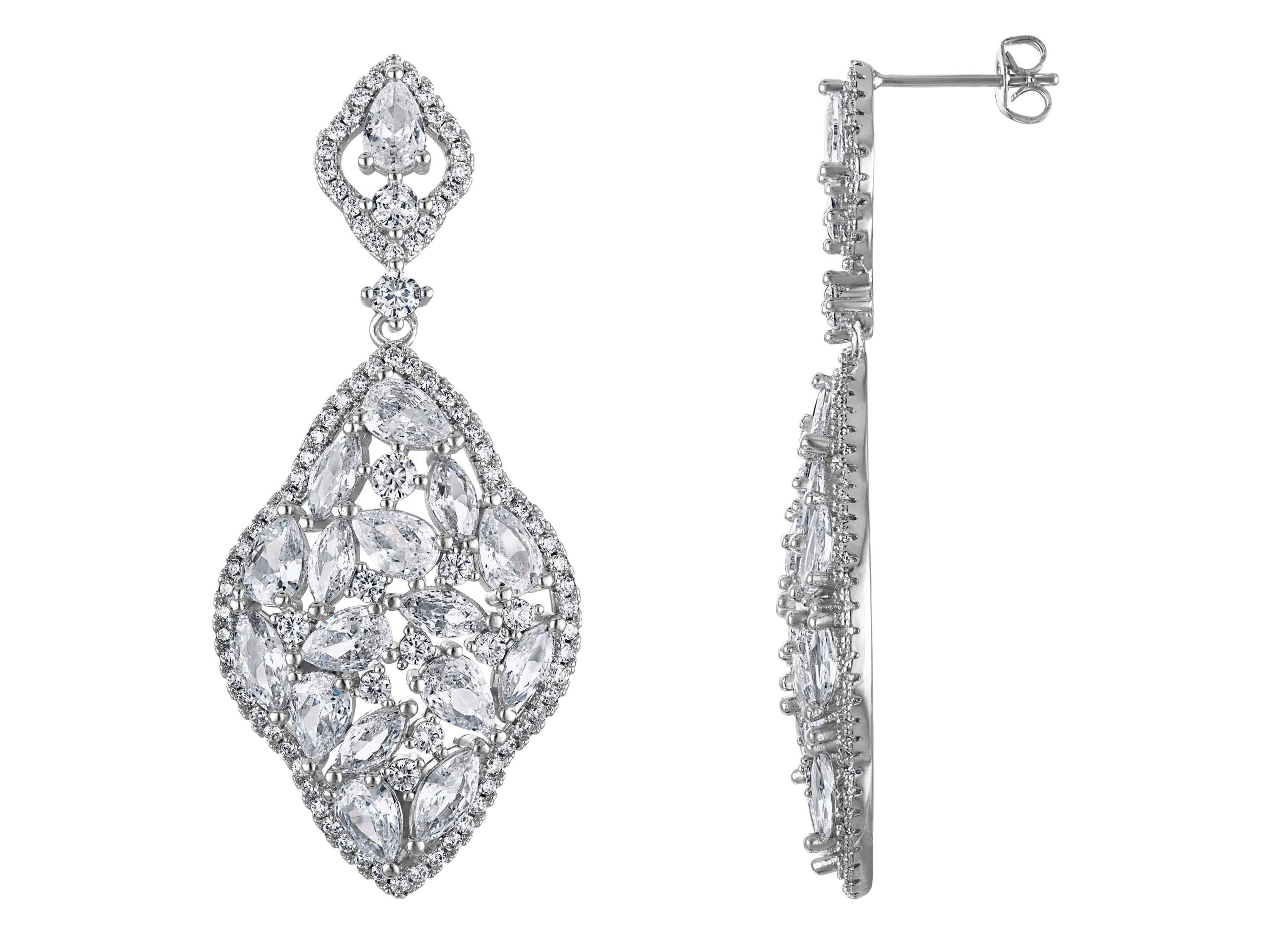 Lab Created Silver Plated Cz Earring