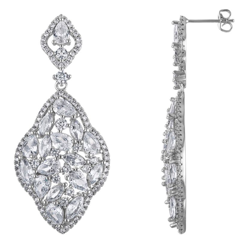 Lab Created Silver Plated Cz Earring
