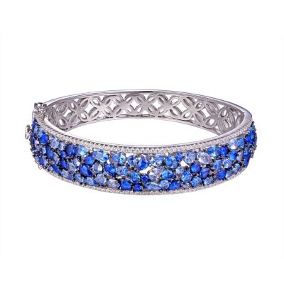Jordan Blue NYC Lab Created Silver Plated Cz Bangle, 7.25 in