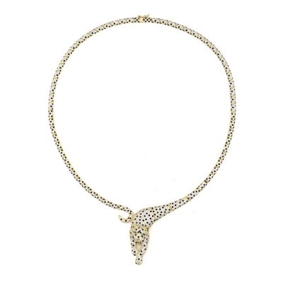 Jordan Blue NYC Lab Created Gold Plated Cz Snake Necklace, Yellow, 18
