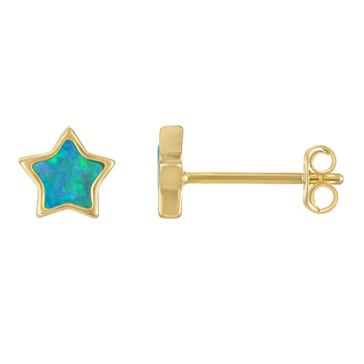 Gold Plated Silver Cr Opal Star Earrings