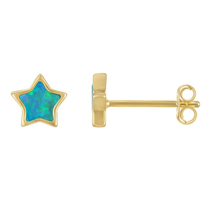 Gold Plated Silver Cr Opal Star Earrings