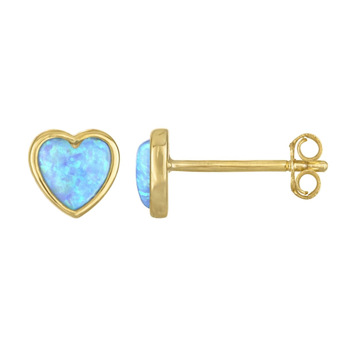 Gold Over Silver Cr Opal Heart Stud