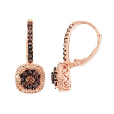 Jordan Blue NYC Lab Created Sterling Silver Mocha CZ Leverback Earring, Pink