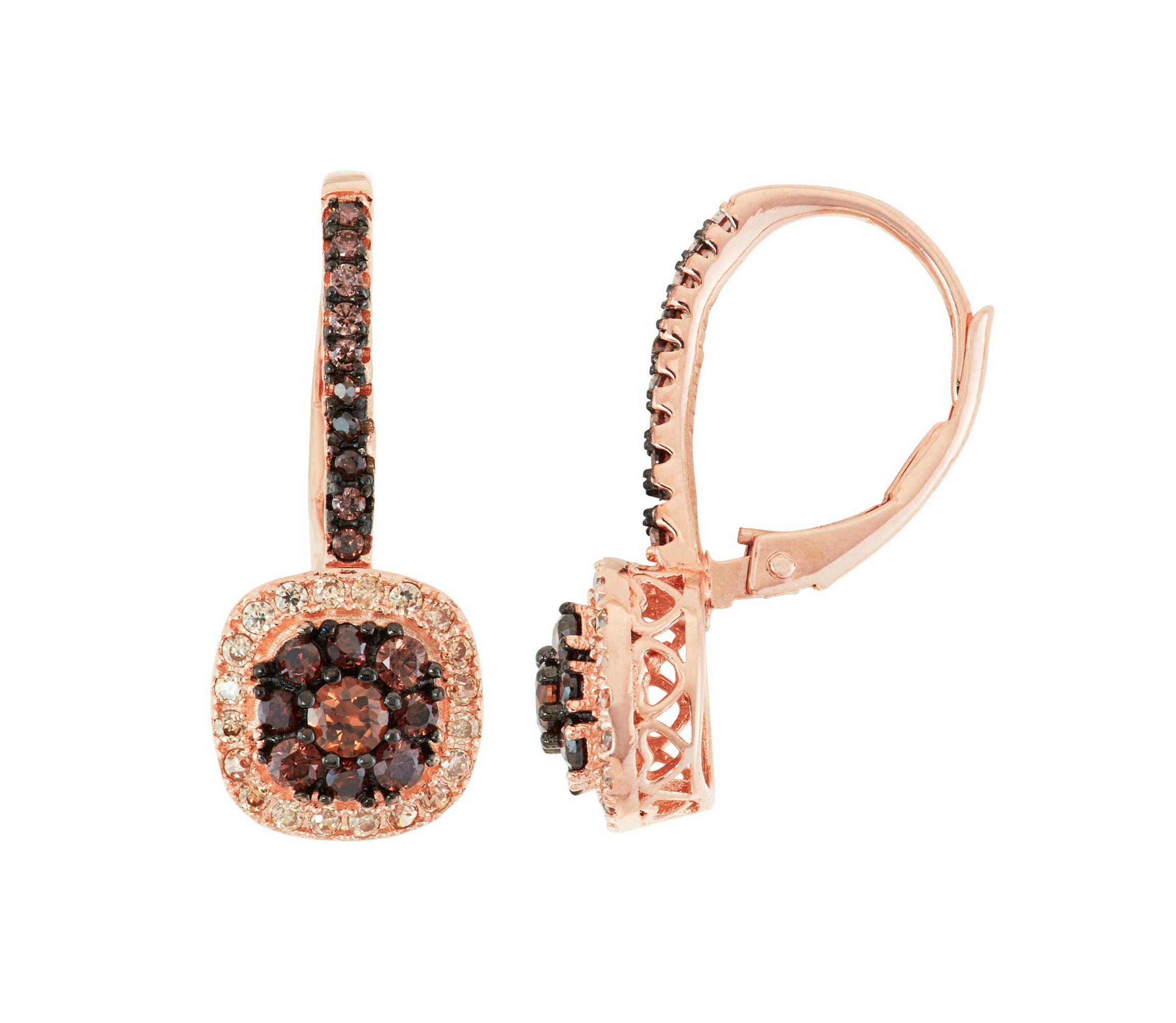 Lab Created Sterling Silver Mocha Cz Leverback Earring
