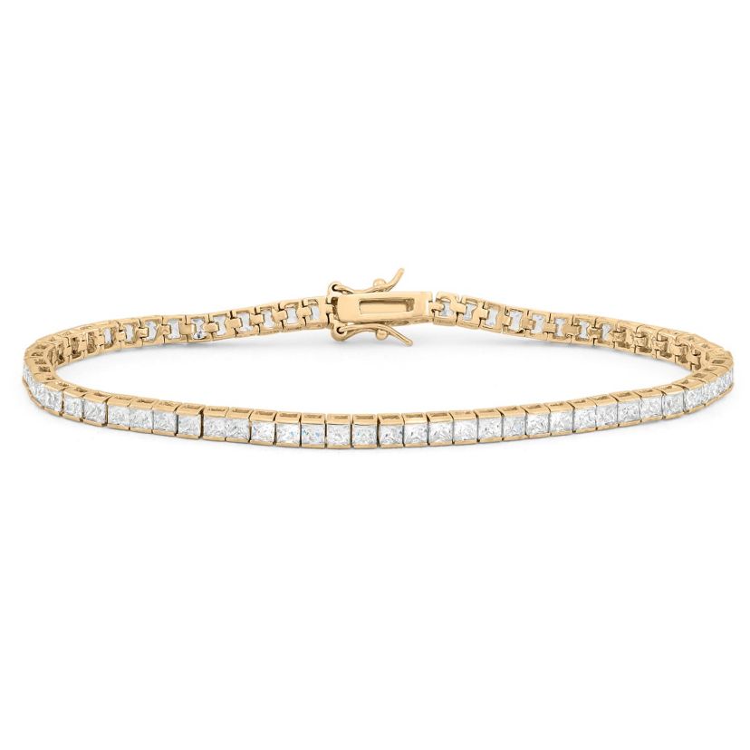 Lab Created Sterling Silver White Cz Baguette Tennis Bracelet