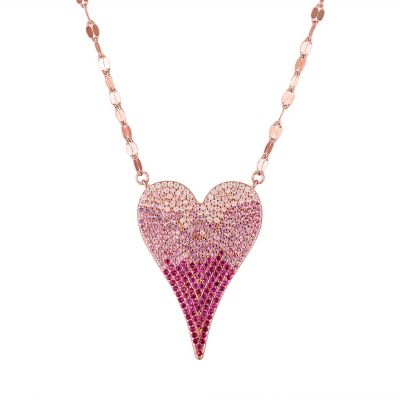 Jordan Blue NYC Lab Created Sterling Silver Created Ruby And Pink/White Cz Heart Necklace