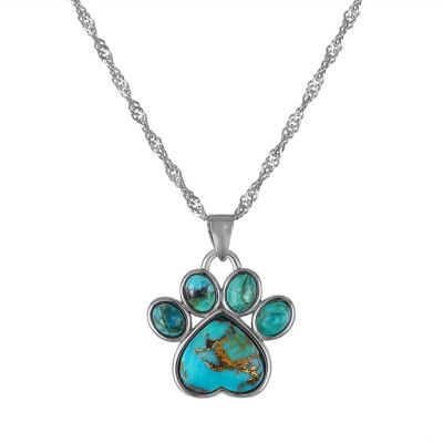 Jordan Blue NYC Sterling Silver Copper Turquoise Dog Paw Pendant, White