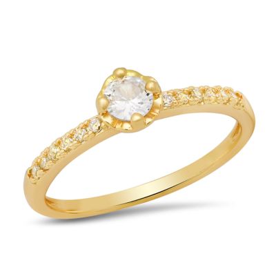 STEELTIME Ladies 18k white gold plated brass simulated princess cut diamond engagement and band ring set