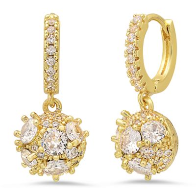STEELTIME Ladies 18k gold plated stainless steel round starburst huggie earrings