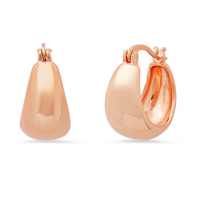 STEELTIME Ladies 18k rose gold plated brass thick small hoop earrings