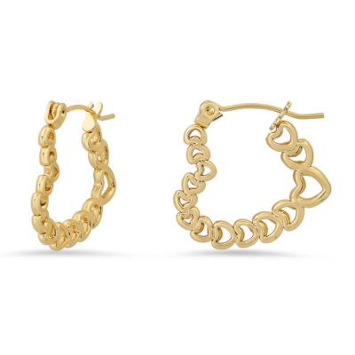 STEELTIME Ladies 18k gold plated brass and multi colored simulated diamonds huggie earrings