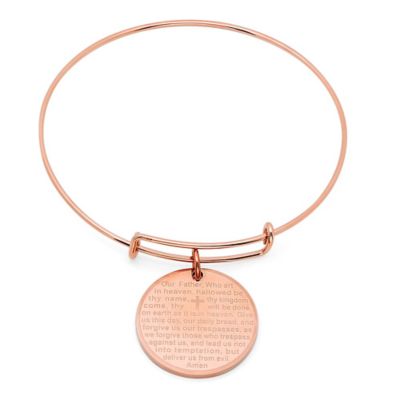 STEELTIME Ladies metallic stretch bracelet and ring set with simulated pink diamonds, Gold