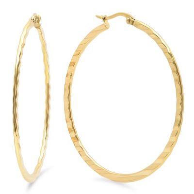 STEELTIME Ladies stainless steel hoop earrings, Gold