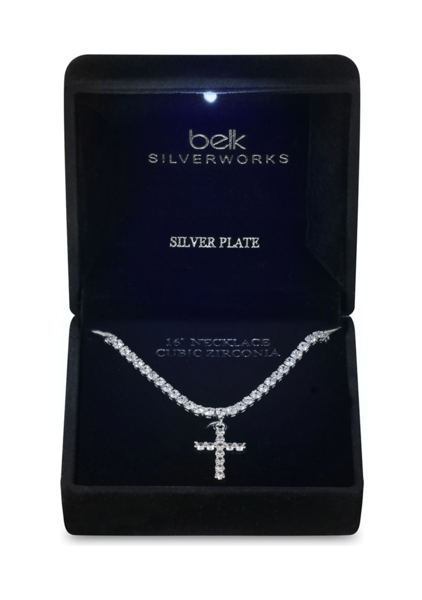 Belk Silverworks Lab Grown Silver Plated Cubic Zirconia Tennis