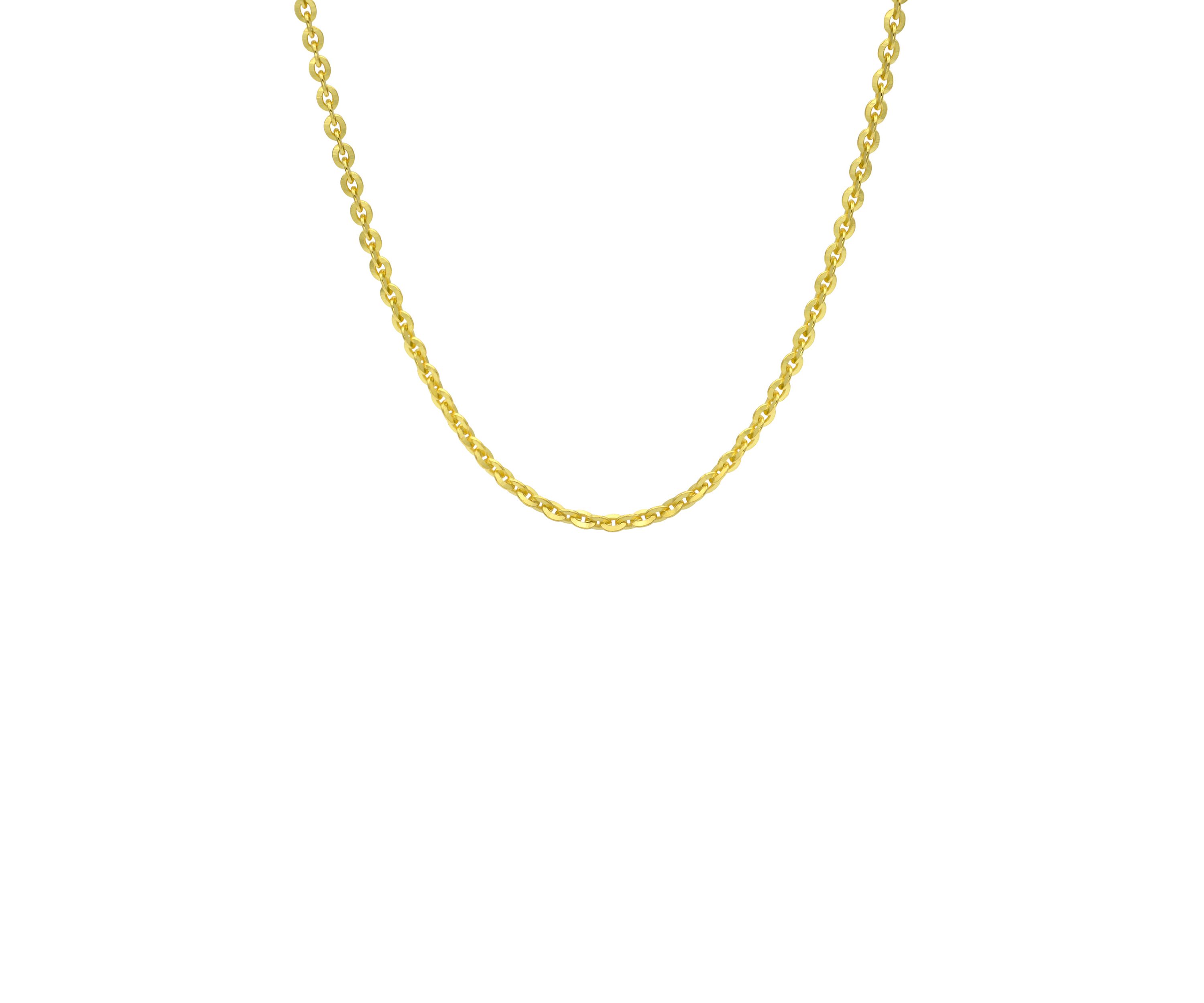 Gold Over Sterling Silver Diamond Cut Rolo Chain Necklace