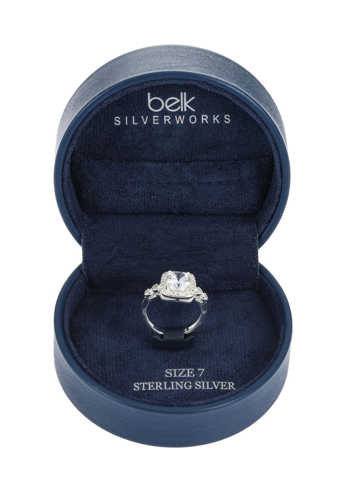 Lab Created Sterling Silver CZ Round Stone Halo Bezel Band Ring