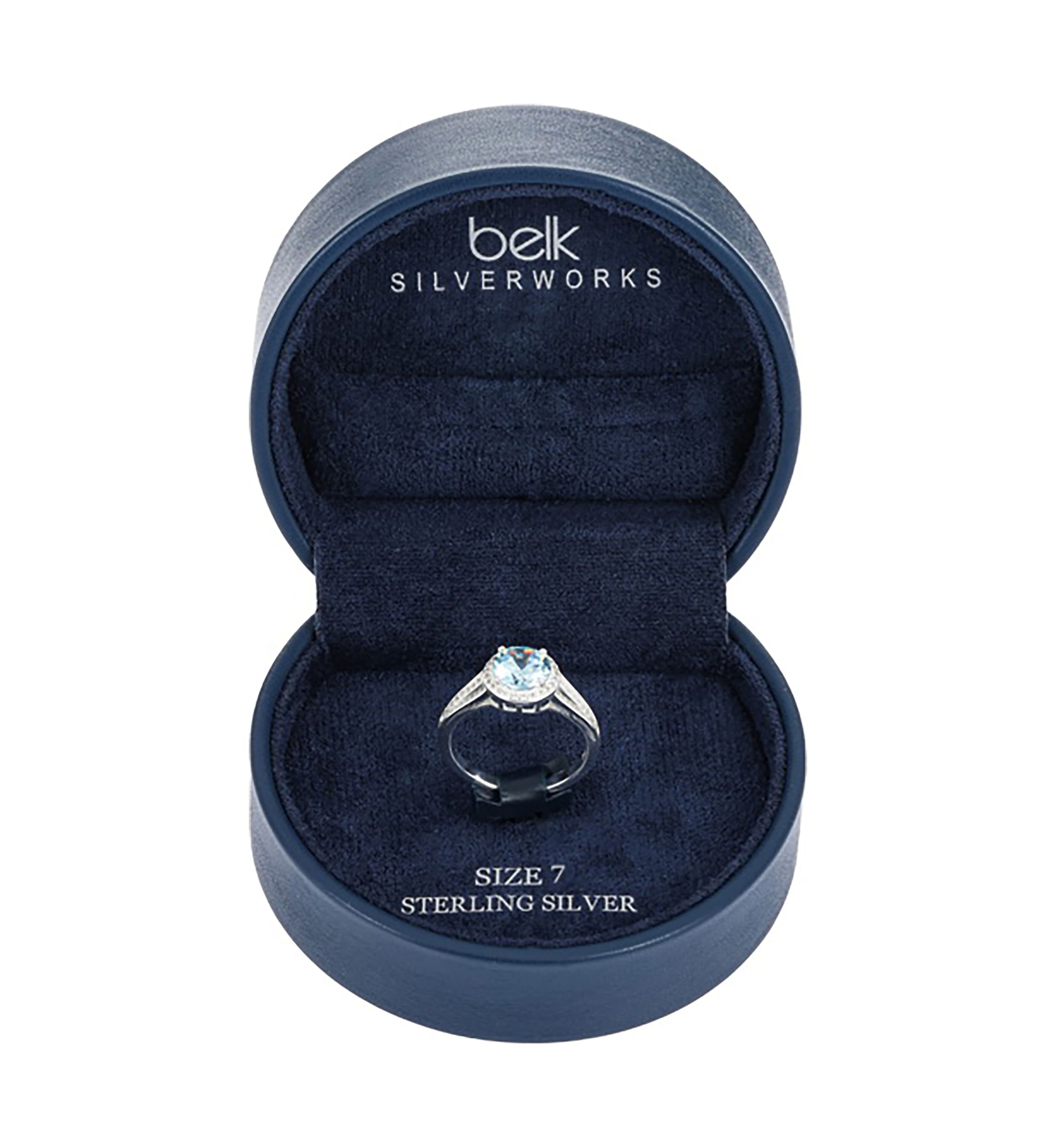 Lab Created Sterling Silver Light Blue CZ Round Stone Ring