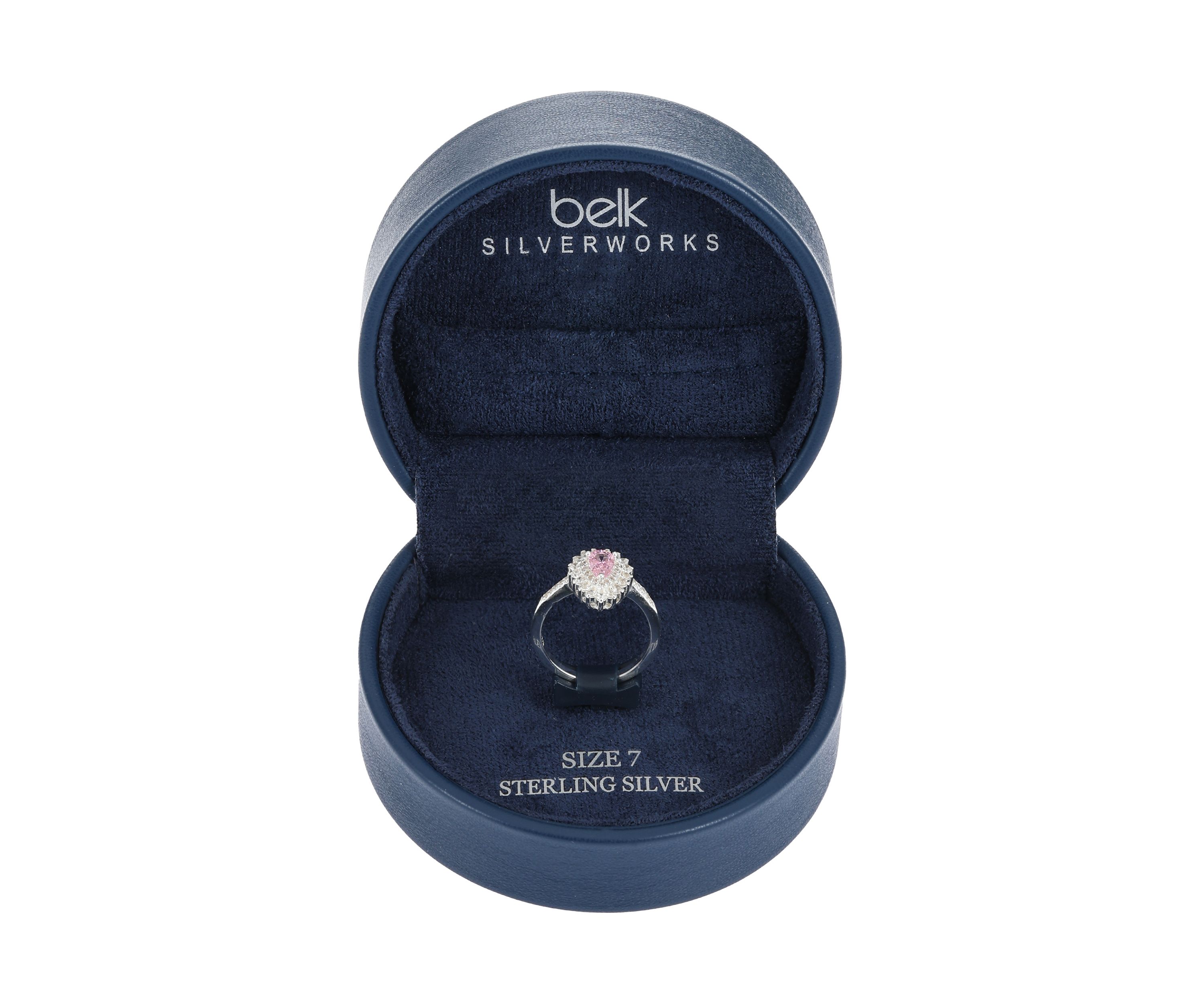 Lab Created Sterling Silver Light Pink Pear CZ Ring