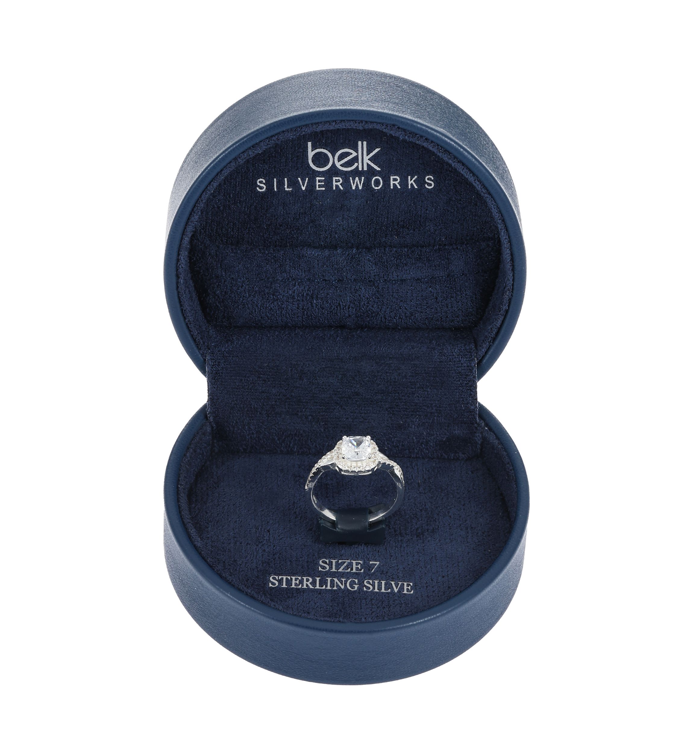 Lab Created Sterling Silver Cushion Cut CZ Twist Band Ring